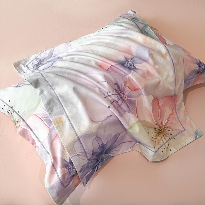 91家纺网 家纺一手货源 找家纺 格里芬 2025全棉加厚磨毛纯棉生态磨毛印花四件套 幻影-粉