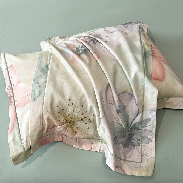 91家纺网 家纺一手货源 找家纺 格里芬 2025全棉加厚磨毛纯棉生态磨毛印花四件套 幻影-绿