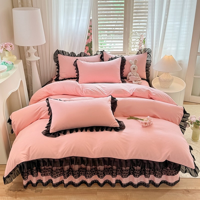 91家纺网 家纺一手货源 找家纺 （总）唐人居 2025新款韩式花边亲肤四件套--相遇系列