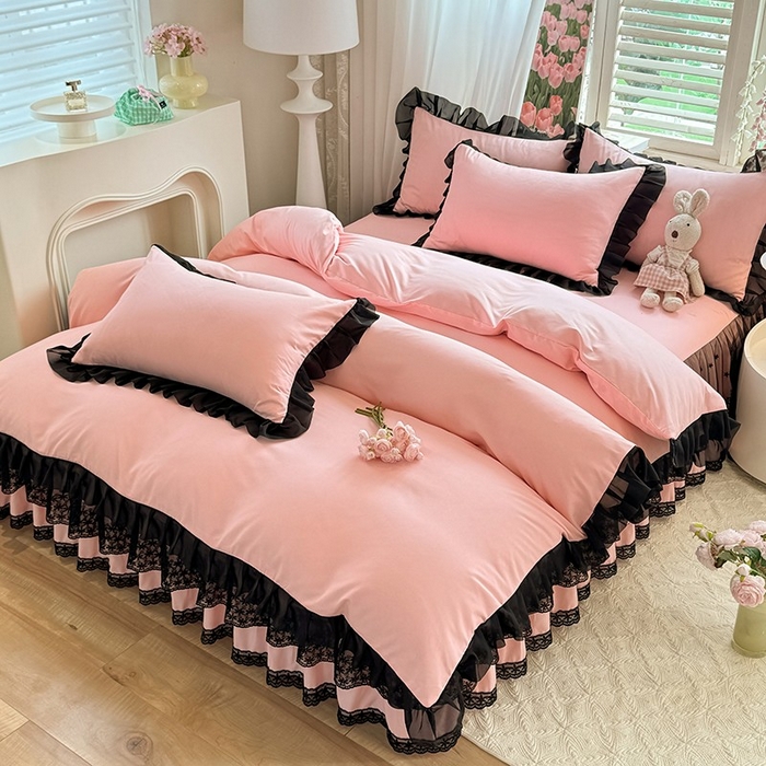 91家纺网 家纺一手货源 找家纺 （总）唐人居 2025新款韩式花边亲肤四件套--相遇系列