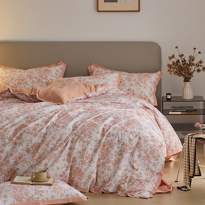 91家纺网 家纺一手货源 找家纺 千朵森 2025新款全棉高定印花磨毛拼角四件套-风格二 芳华