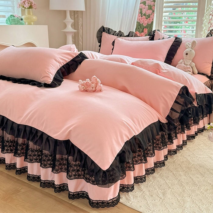 91家纺网 家纺一手货源 找家纺 （总）唐人居 2025新款韩式花边亲肤四件套--相遇系列