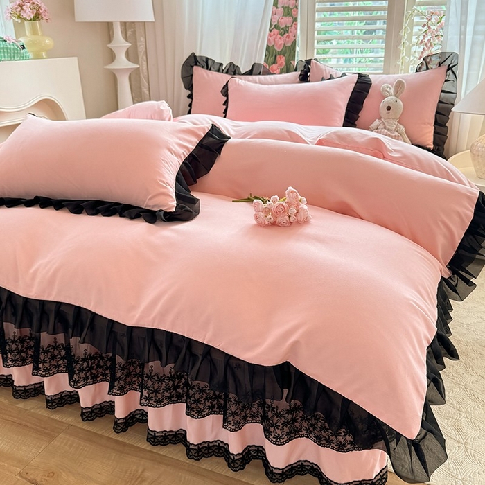 91家纺网 家纺一手货源 找家纺 （总）唐人居 2025新款韩式花边亲肤四件套--相遇系列