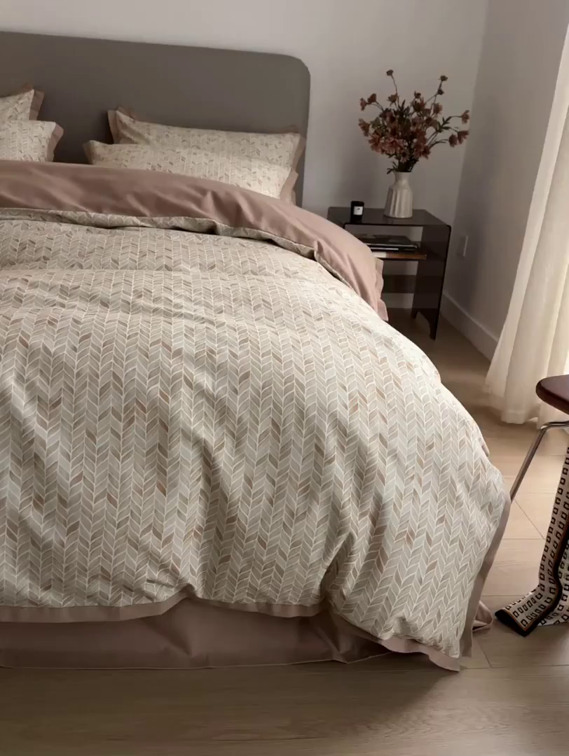 91家纺网 家纺一手货源 找家纺 千朵森 2025新款全棉高定印花磨毛拼角四件套-风格二 似锦