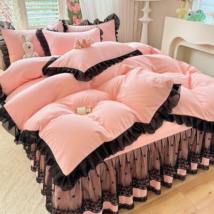 91家纺网 家纺一手货源 找家纺 （总）唐人居 2025新款韩式花边亲肤四件套--相遇系列