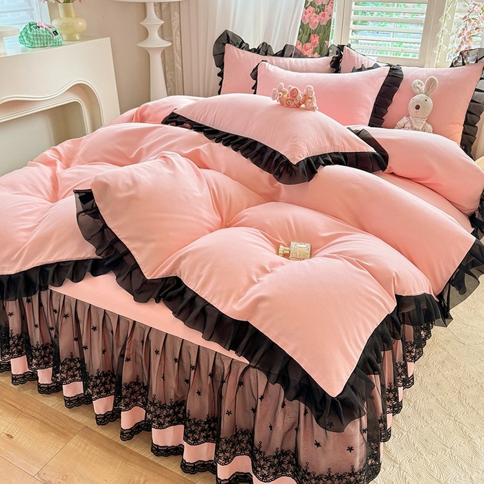 91家纺网 家纺一手货源 找家纺 （总）唐人居 2025新款韩式花边亲肤四件套--相遇系列