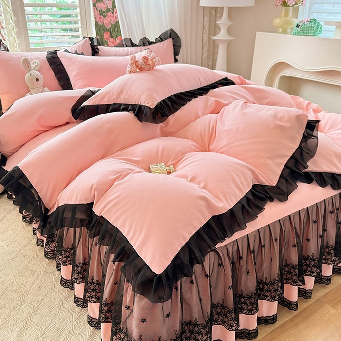 91家纺网 家纺一手货源 找家纺 （总）唐人居 2025新款韩式花边亲肤四件套--相遇系列