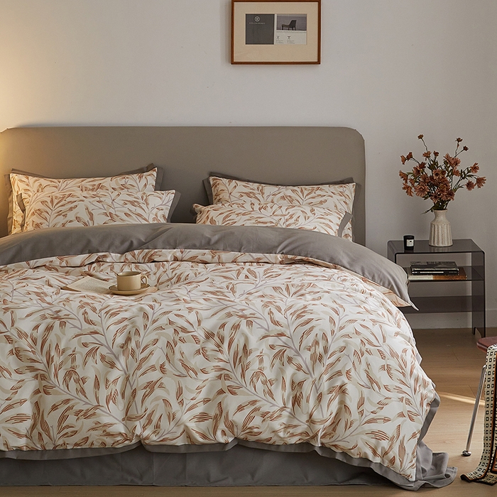 91家纺网 家纺一手货源 找家纺 千朵森 2025新款全棉高定印花磨毛拼角四件套-风格二 雅韵