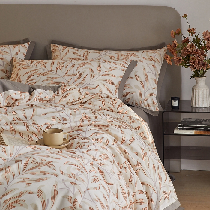 91家纺网 家纺一手货源 找家纺 千朵森 2025新款全棉高定印花磨毛拼角四件套-风格二 雅韵