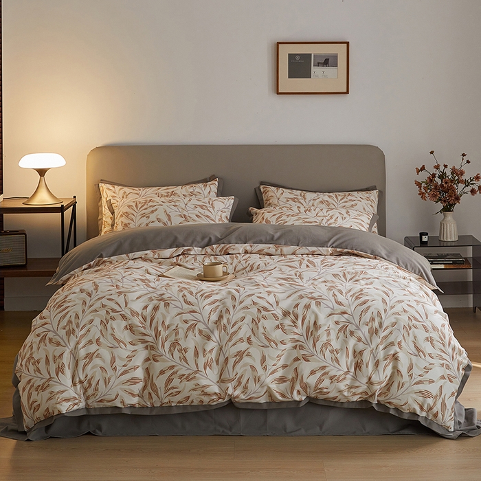 91家纺网 家纺一手货源 找家纺 千朵森 2025新款全棉高定印花磨毛拼角四件套-风格二 雅韵