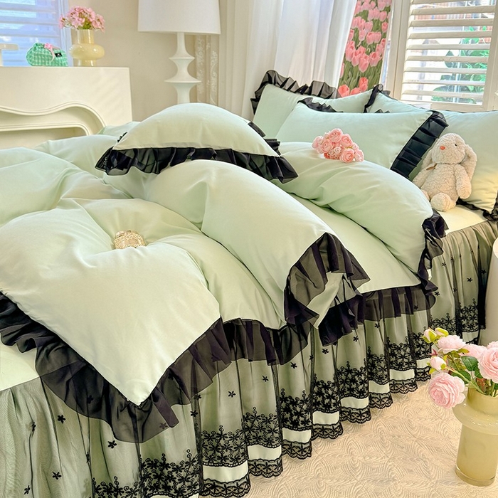 91家纺网 家纺一手货源 找家纺 （总）唐人居 2025新款韩式花边亲肤四件套--相遇系列