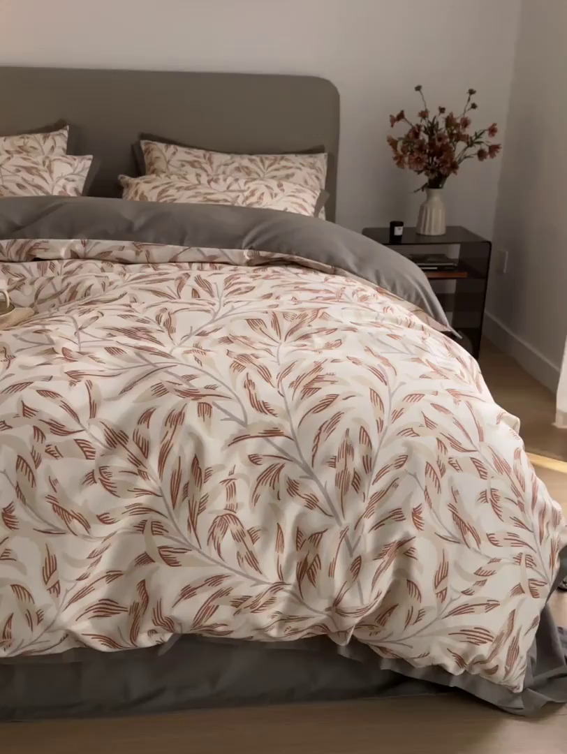 91家纺网 家纺一手货源 找家纺 千朵森 2025新款全棉高定印花磨毛拼角四件套-风格二 雅韵