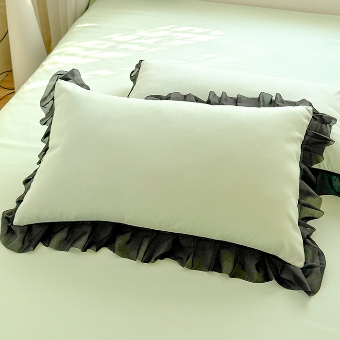 91家纺网 家纺一手货源 找家纺 唐人居 2025新款韩式花边亲肤四件套--相遇系列 相遇-繁星绿