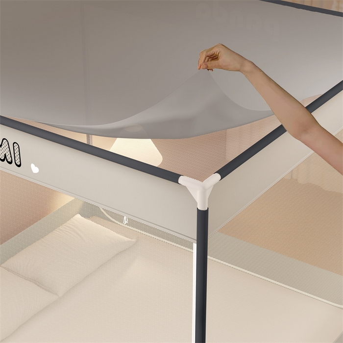 91家纺网 家纺一手货源 找家纺 佳梦家纺 2025新款三丽鸥坐床蚊帐 库洛米灰