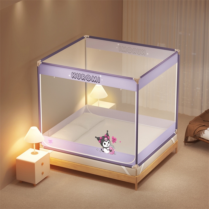 91家纺网 家纺一手货源 找家纺 佳梦家纺 2025新款三丽鸥坐床蚊帐 库洛米紫