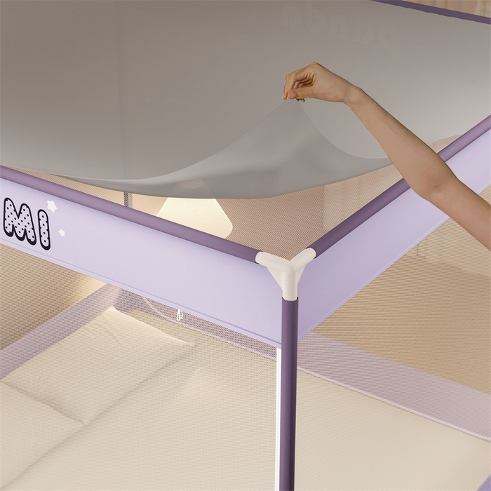 91家纺网 家纺一手货源 找家纺 佳梦家纺 2025新款三丽鸥坐床蚊帐 库洛米紫