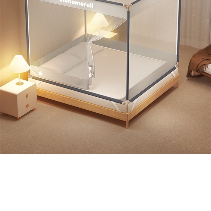 91家纺网 家纺一手货源 找家纺 佳梦家纺 2025新款三丽鸥坐床蚊帐 奶茶玉桂-灰