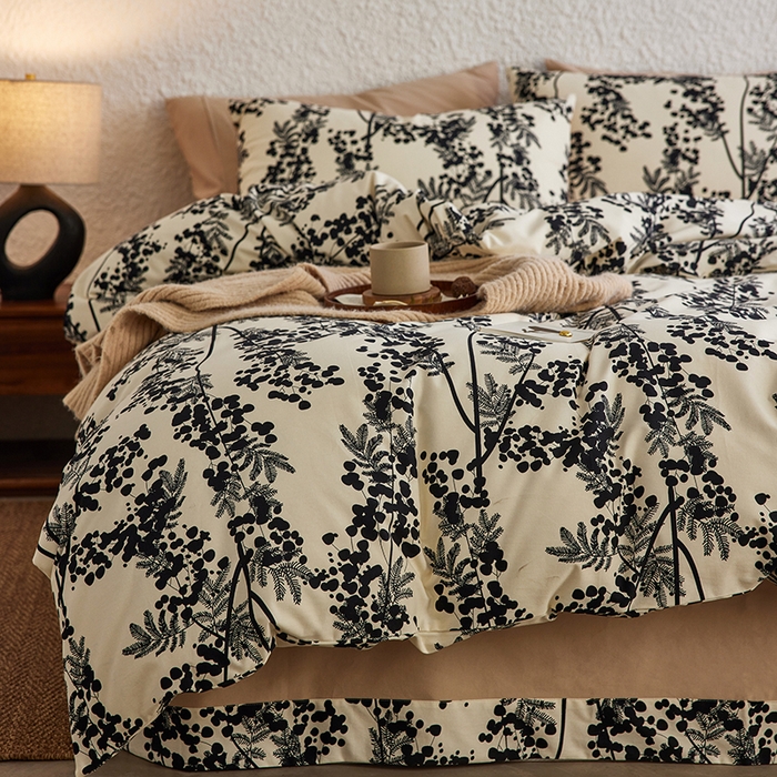 91家纺网 家纺一手货源 找家纺 千朵森 2025新款全棉高密陶瓷磨毛印花四件套 晚棠