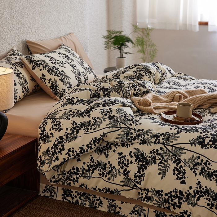 91家纺网 家纺一手货源 找家纺 千朵森 2025新款全棉高密陶瓷磨毛印花四件套 晚棠