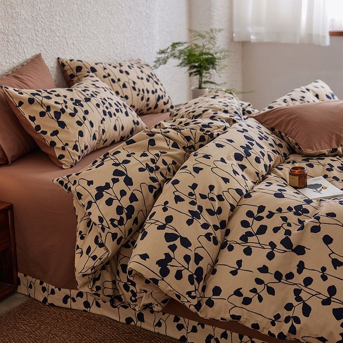 91家纺网 家纺一手货源 找家纺 千朵森 2025新款全棉高密陶瓷磨毛印花四件套 芊寻