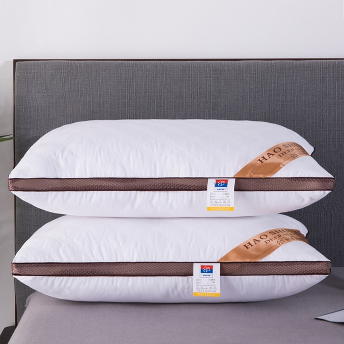 永乐枕芯 2025新款绗缝满天星双边立体枕芯 满天星枕头枕芯 700g 立体白色棕边