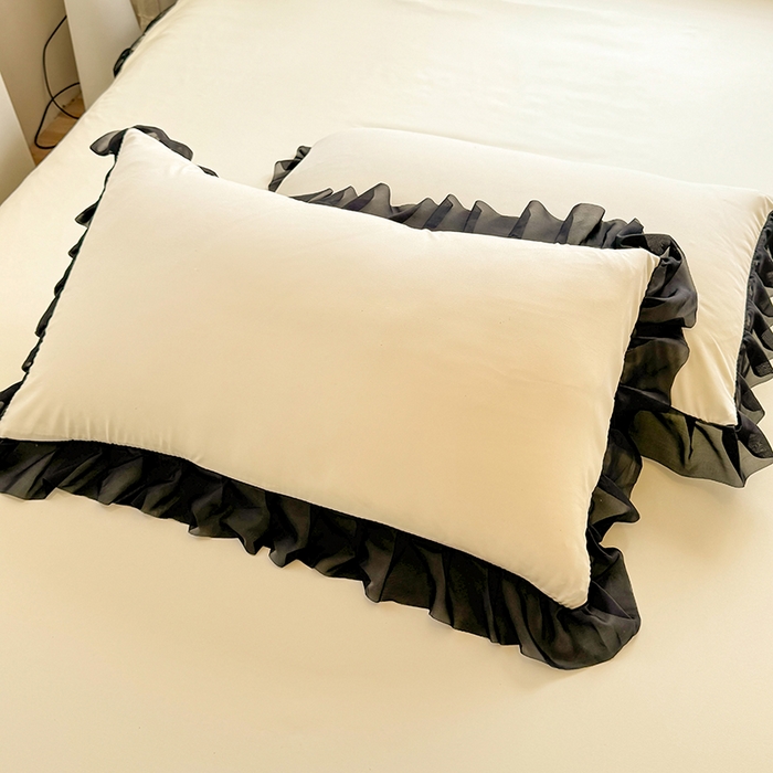 91家纺网 家纺一手货源 找家纺 唐人居 2025新款韩式花边亲肤四件套--相遇系列 相遇-奶昔白