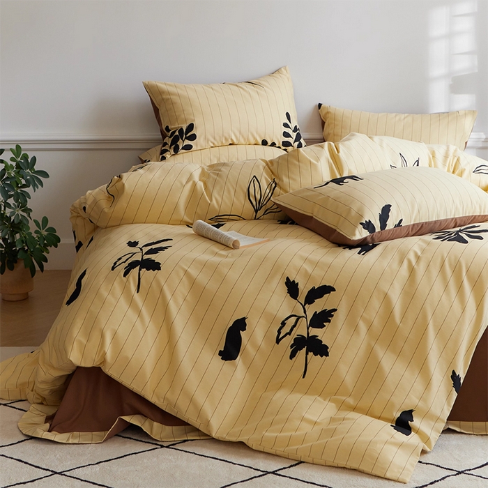 千朵森 2025新款全棉高密陶瓷磨毛印花四件套 左秋