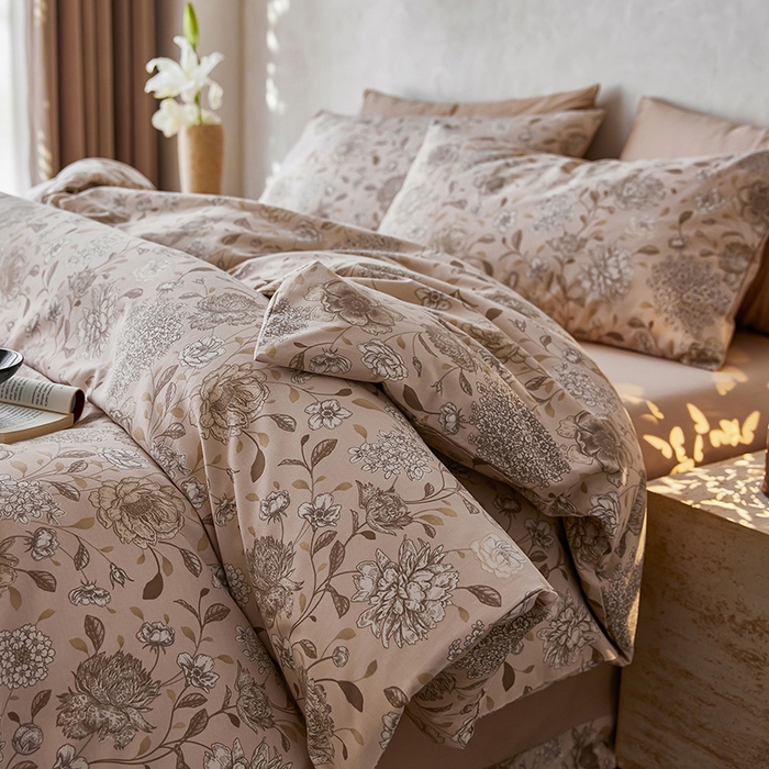 千朵森 2025新款全棉高密陶瓷磨毛印花四件套 花颜