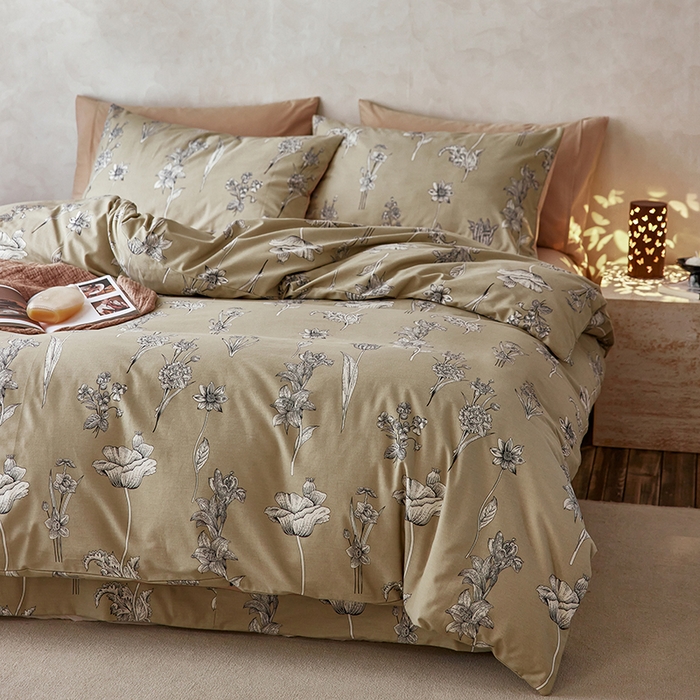 91家纺网 家纺一手货源 找家纺 千朵森 2025新款全棉高密陶瓷磨毛印花四件套 秋屿