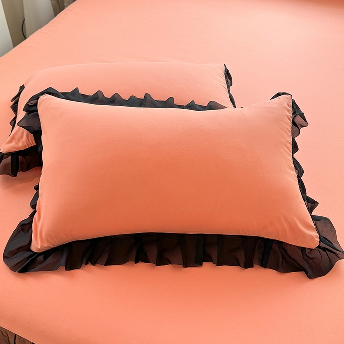 91家纺网 家纺一手货源 找家纺 唐人居 2025新款韩式花边亲肤四件套--相遇系列 相遇-暖橘