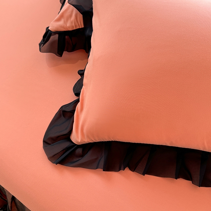 91家纺网 家纺一手货源 找家纺 唐人居 2025新款韩式花边亲肤四件套--相遇系列 相遇-暖橘