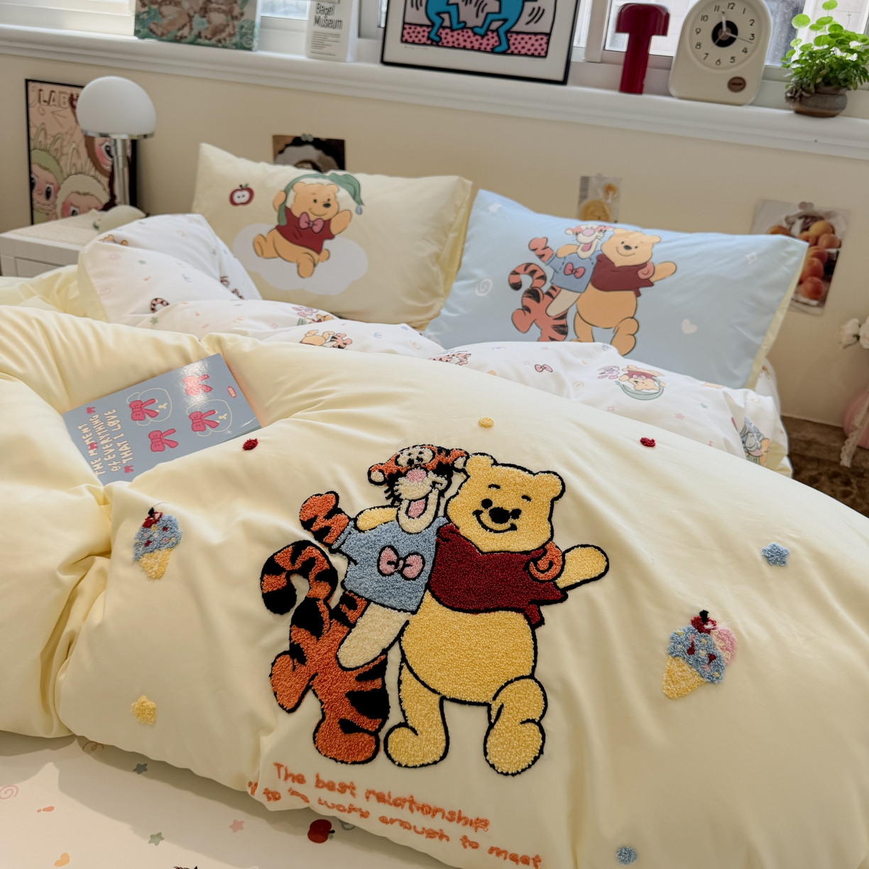 91家纺网 家纺一手货源 找家纺 一霖家纺 2025新款高克重云朵棉毛巾绣印绣四件套-小清新系列-第三波 精灵布布