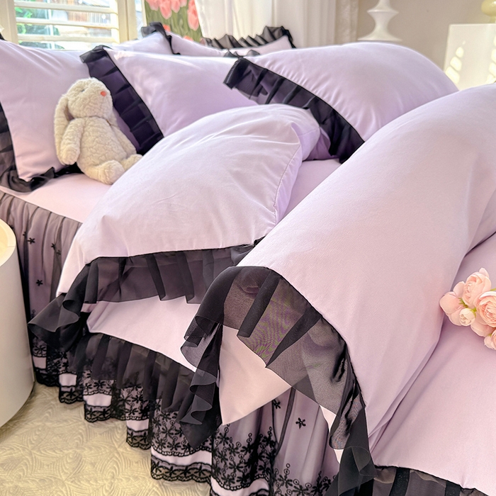 91家纺网 家纺一手货源 找家纺 唐人居 2025新款韩式花边亲肤四件套--相遇系列 相遇-香芋紫