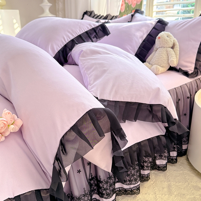 91家纺网 家纺一手货源 找家纺 唐人居 2025新款韩式花边亲肤四件套--相遇系列 相遇-香芋紫