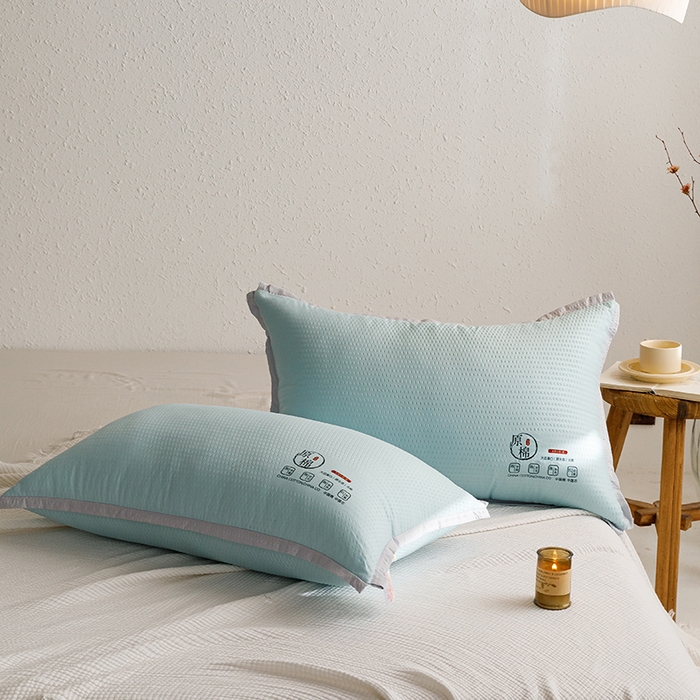 91家纺网 家纺一手货源 找家纺 小米枕芯 2025新款泡泡纱四色枕头枕芯 绿色