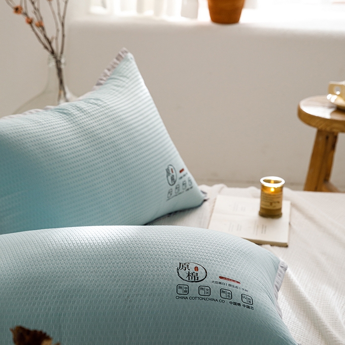 91家纺网 家纺一手货源 找家纺 小米枕芯 2025新款泡泡纱四色枕头枕芯 绿色