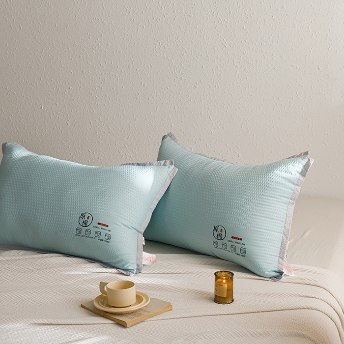 91家纺网 家纺一手货源 找家纺 小米枕芯 2025新款泡泡纱四色枕头枕芯 绿色