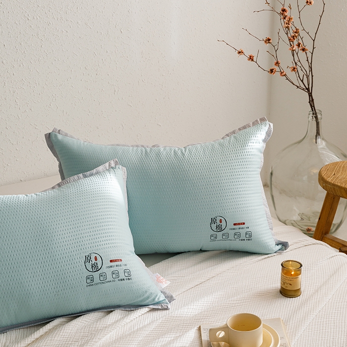 91家纺网 家纺一手货源 找家纺 小米枕芯 2025新款泡泡纱四色枕头枕芯 绿色