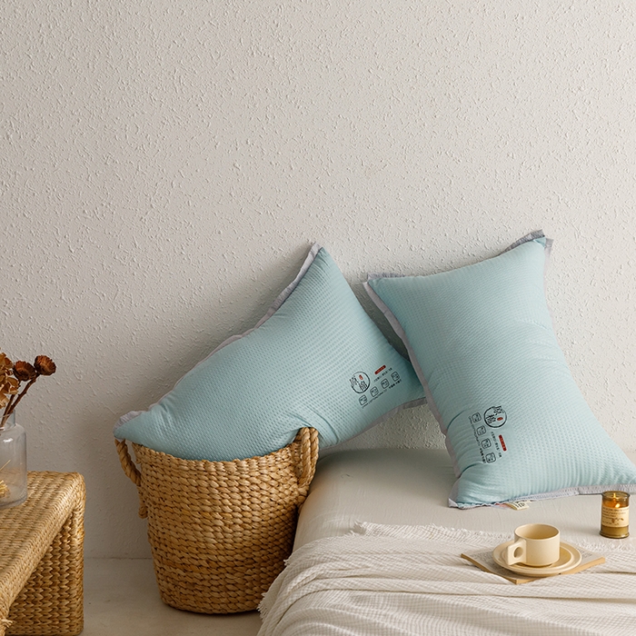 91家纺网 家纺一手货源 找家纺 小米枕芯 2025新款泡泡纱四色枕头枕芯 绿色