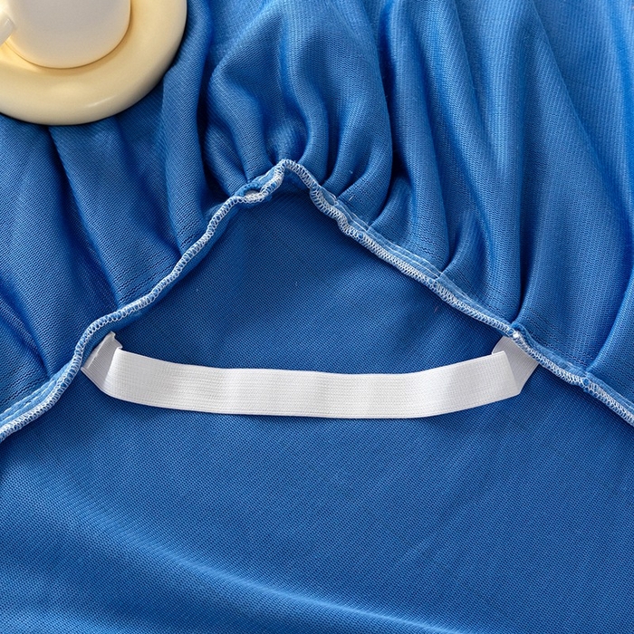 91家纺网 家纺一手货源 找家纺 睡美人 2025新款牛奶绒蕾丝款床裙四件套花仙子系列 花仙子-梦幻蓝