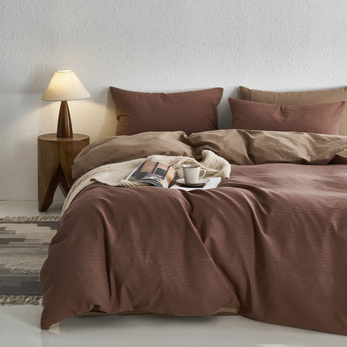 91家纺网 家纺一手货源 找家纺 千朵森 2025新款全棉色织提花磨毛四件套-风格一 欧佩斯-棕榈