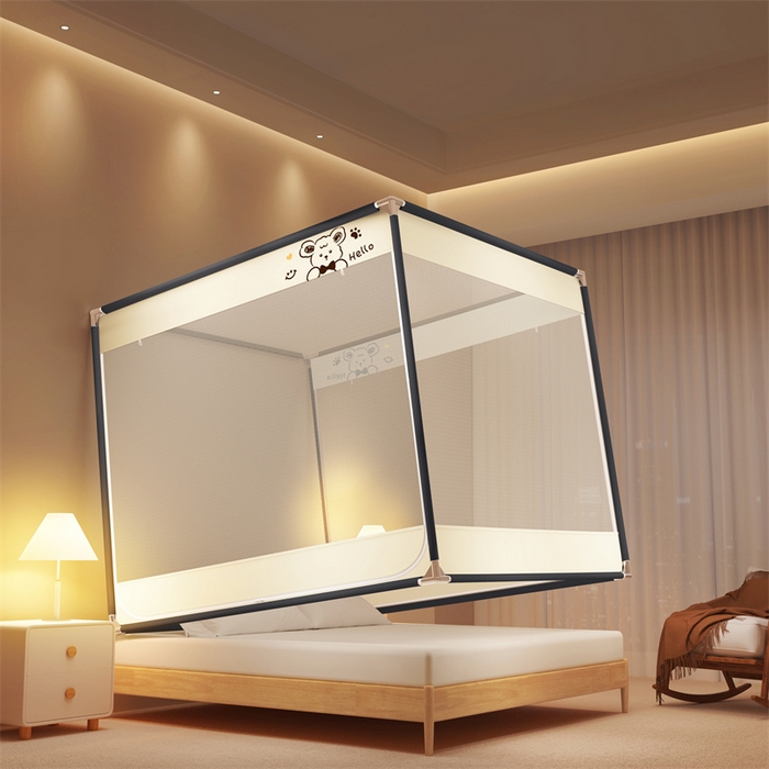 91家纺网 家纺一手货源 找家纺 佳梦家纺 2025新款小卡通坐床蚊帐 Hallo熊