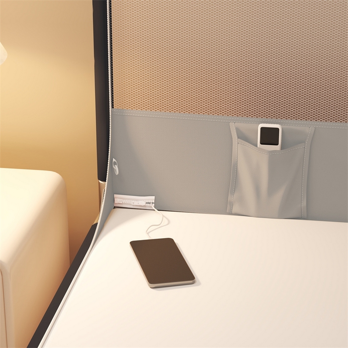 91家纺网 家纺一手货源 找家纺 佳梦家纺 2025新款小卡通坐床蚊帐 happy兔-灰