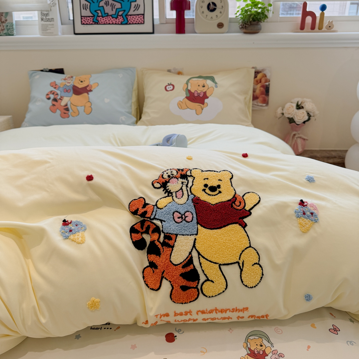 91家纺网 家纺一手货源 找家纺 一霖家纺 2025新款高克重云朵棉毛巾绣印绣四件套-小清新系列-第三波 精灵布布