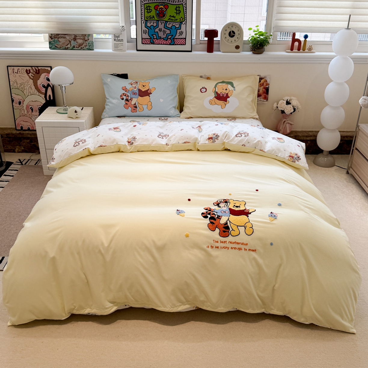 91家纺网 家纺一手货源 找家纺 一霖家纺 2025新款高克重云朵棉毛巾绣印绣四件套-小清新系列-第三波 精灵布布