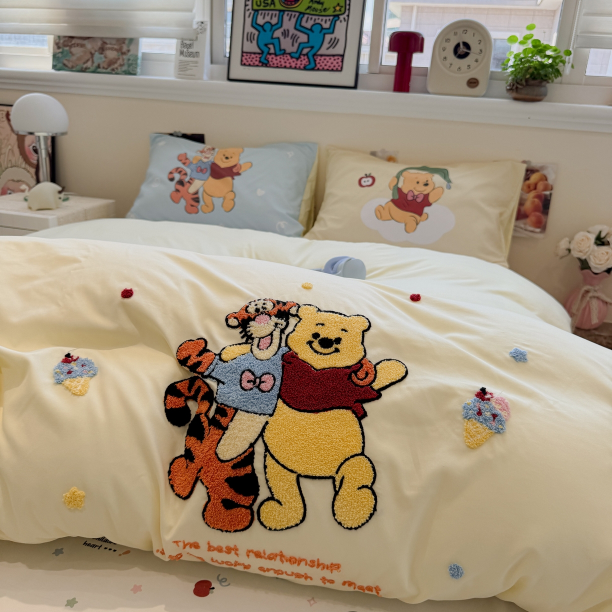 91家纺网 家纺一手货源 找家纺 一霖家纺 2025新款高克重云朵棉毛巾绣印绣四件套-小清新系列-第三波 精灵布布