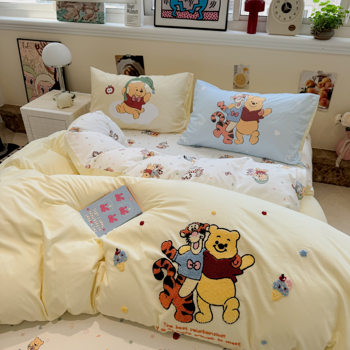 91家纺网 家纺一手货源 找家纺 一霖家纺 2025新款高克重云朵棉毛巾绣印绣四件套-小清新系列-第三波 精灵布布