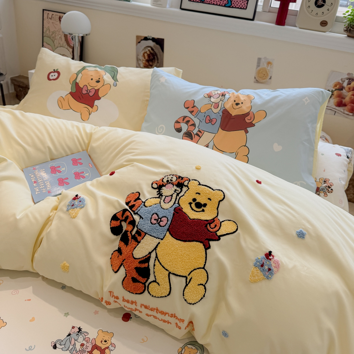 91家纺网 家纺一手货源 找家纺 一霖家纺 2025新款高克重云朵棉毛巾绣印绣四件套-小清新系列-第三波 精灵布布