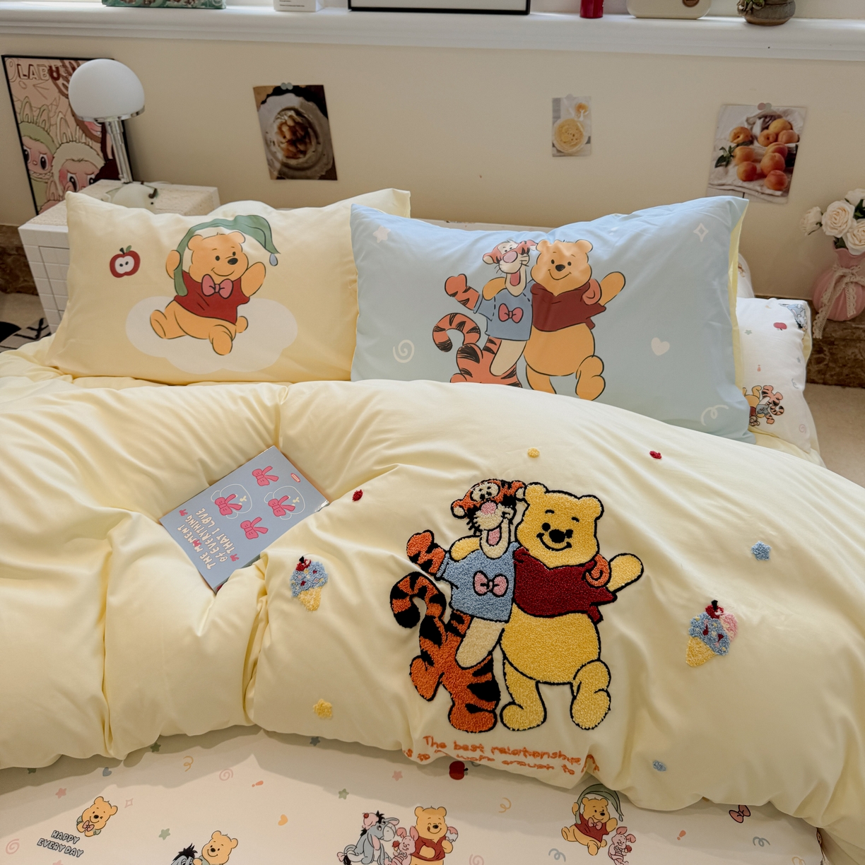 一霖家纺 2025新款高克重云朵棉毛巾绣印绣四件套-小清新系列-第三波 精灵布布