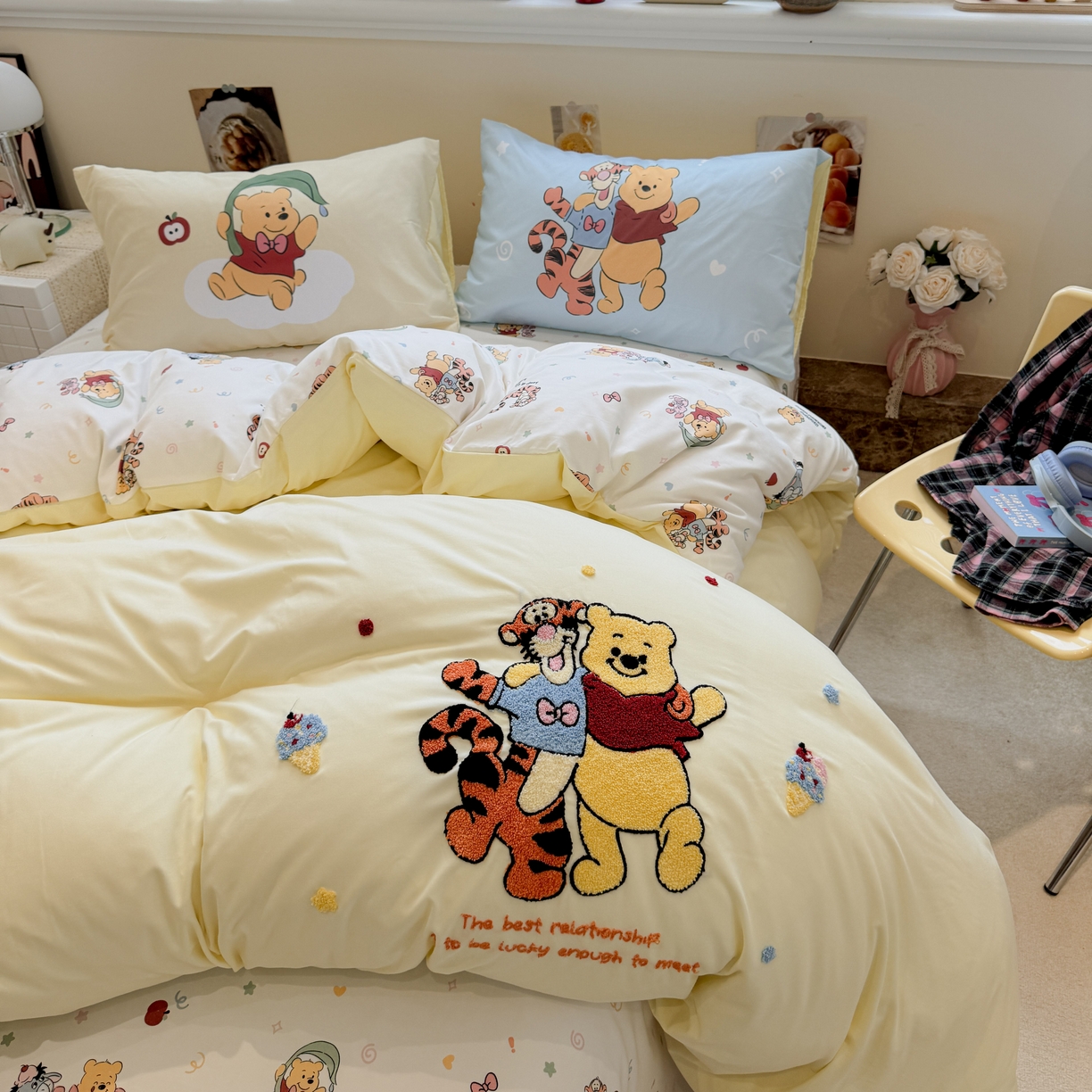 91家纺网 家纺一手货源 找家纺 一霖家纺 2025新款高克重云朵棉毛巾绣印绣四件套-小清新系列-第三波 精灵布布